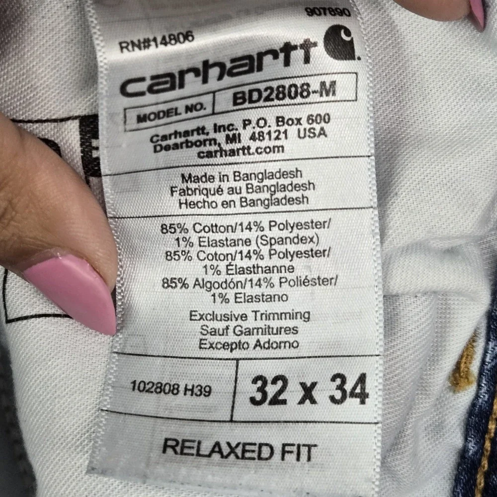 Carhartt Men Jeans 32X34 Blue Denim Carpenter BD2808-M Rugged Flex Utility READ